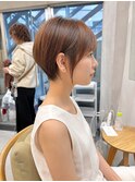 透明感カラー ボブ 前髪 ショート カラー ブリーチ&カラー