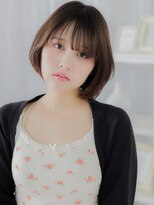 カバーヘア 上尾西口店(COVER HAIR)&nbsp;斜めバングダークアッシュブリーチなし丸みショートボブ30代c9