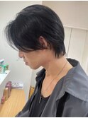 黒髪ショート マッシュウルフ レイヤー 韓国風 20代