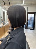 ミディアムヘア暗めカラーデザインカラーフェイスフレーミング