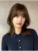 福岡で叶う/オリーブグレー/小顔に見えるヘア/ココアベージュ
