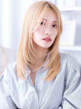 韓国風バタフライカットブリーチオンカラーa上尾10代20代30代