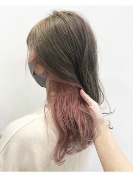 ラックセカンドスペース(LUCK 2nd SPACE) インナーカラー/ミルクティーベージュ×ピンク/ケアブリーチ