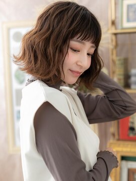 カバーヘア ブリス 上尾西口店(COVER HAIR bliss) オン眉大人かわいいくせ毛風エアリーミディa上尾20代30代40代