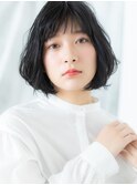 髪質改善ウェットアッシュブラックミニボブn古河20代30代40代