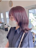 切りっぱなしとラベンダーピンクで格好可愛い女子