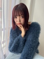 サンクチュアリ ウィズエデン 京橋店(Sanctuary with eden)&nbsp;カシスレッドカラー×切りっぱなしボブ