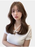 トレンドゆる巻きシースルーバングミルクティブラウン