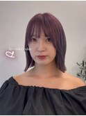 美髪シアーカラーピンクブラウンショートカット切りっぱなしボブ