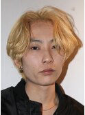メンズブリーチブロンドセンターパート金髪熊本下通