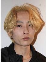 ヘアカロン 熊本本店(Hair CALON) メンズブリーチブロンドセンターパート金髪熊本下通