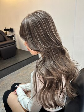 ブレンド 渋谷(BLend) ハイライトカラーくびれヘアアプリコットオレンジ