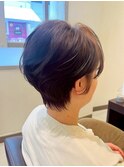 ダークブラウン×丸みショート