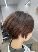 #ショートボブ#ハンサムショート#グレージュ#ブリーチなし