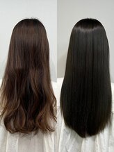 【美髪カラー】白髪染めも艶やかに。髪質改善と同時進行で色餅と手触りを両立/髪質改善/縮毛矯正/Aujua