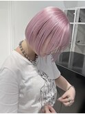 クールショート前髪イメチェンピンクベージュアンブレラカラー