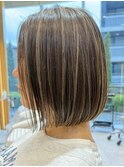 表参道白髪ぼかしレイヤーボブベージュアッシュグレージュ30代