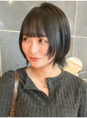 前髪イメチェンピンクベージュクールショートレイヤーカット