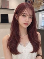 ユーフォリア 青山(Euphoria)&nbsp;ハイトーンカラー内巻き前髪ありくびれヘアゆるめパーマ内巻き◎