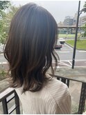 大人かわいい/レイヤーロング/グレーベージュ/前髪パーマ/我孫子