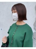 レッドブラウン×切りっぱなしボブ【四日市】