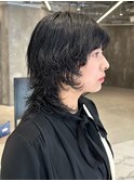 黒髪/パーマ/ウルフパーマ/デジタルパーマ/前髪あり