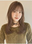 姫カットレイヤー/小顔カット/マロンベージュ/透明感カラー
