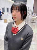ケーツー あべのキューズモ－ル店(K-two)&nbsp;ナチュラルボブ*ショートボブ*前髪ありボブ*顔周りカット*黒髪