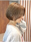 透明感カラー前髪長めショートボブ青山表参道