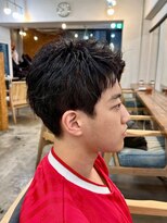 ファルベ(Farbe) ・スパイキーショートブルーブラックフェザーパーマサーフカール