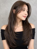 ガーディナ(Gardina)&nbsp;ブラウンベージュ ロングレイヤー 顔周りレイヤー 韓国ヘア