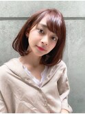 大人かわいいワンカールパーマブランジュ小顔ボブ