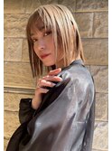 三軒茶屋_レディース_ミディアム_ブロンド_ハイトーン_ブリーチ