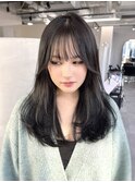 《黒髪レイヤーロング》暗髪レイヤーカットアッシュブラック