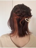 編み込み×ハーフアップ