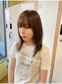 韓国ヘアレイヤーカット顔周りシースルーバング難波
