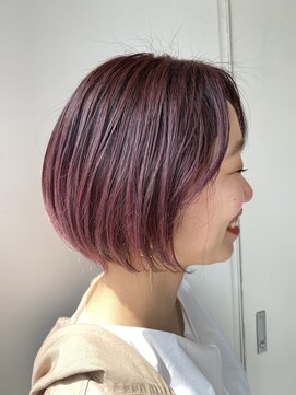 エマ ギンザ(EMMA GINZA) 大人可愛い丸みボブ　ワンブリーチピンク　20代