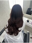 ピンクブラウン/透け感カラー/くびれ巻き/韓国hair/小顔カット