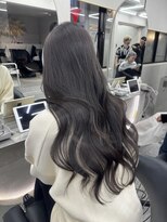 ロンド マーレ 天神大名店(Lond mare) 暗髪グレージュカラー くびれ巻きレイヤーカット 顔まわり