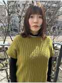 ミディアムウルフにベージュカラー