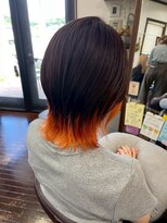 美容室 メザミー MESAMIES オレンジカラー*エンドカラー*くびれショート*20代30代