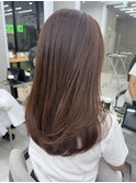 ◎小顔顔まわりレイヤーオレンジブラウンロング似合わせ前髪