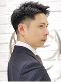 メンズビジネス爽やか清潔感アップバングショートスタイル