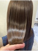 丸型◎髪質改善カラーで作るアッシュベージュ[稲毛駅/白髪染め]