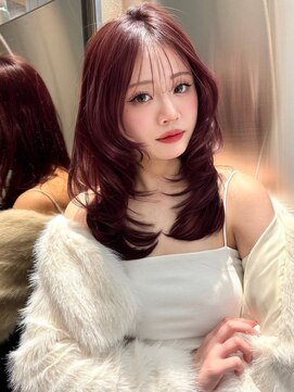 グロー オオミヤ アネックス 大宮(GLROW OMIYA ANNEX) ★ワインレッド ブリーチなしダブルカラー レイヤーカット