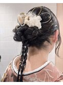 金箔×編み込みシニヨン