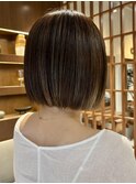 30代40代◎大人ベージュハイライト×切りっぱなしボブ