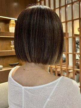 オーガニックトリコ 所沢(organic+tricot) 30代40代◎大人ベージュハイライト×切りっぱなしボブ
