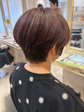 アッシュ 千歳烏山店(Ash) 40代50代60代絶壁解消ショートヘアピンクベージュ脱白髪染め