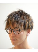 ツイストパーマ刈り上げショートマッシュ